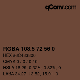 Color code: RGBA 108.5 72 56 0 | qconv.com