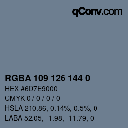 Color code: RGBA 109 126 144 0 | qconv.com