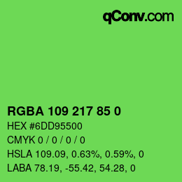 Farbcode: RGBA 109 217 85 0 | qconv.com