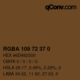 Color code: RGBA 109 72 37 0 | qconv.com