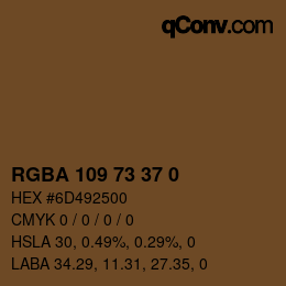 Color code: RGBA 109 73 37 0 | qconv.com
