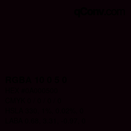 Farbcode: RGBA 10 0 5 0 | qconv.com