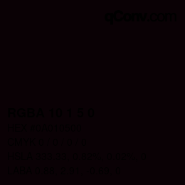 Color code: RGBA 10 1 5 0 | qconv.com