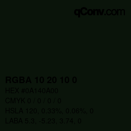 Color code: RGBA 10 20 10 0 | qconv.com