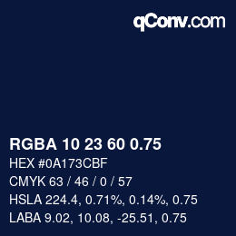 颜色代码: RGBA 10 23 60 0.75 | qconv.com