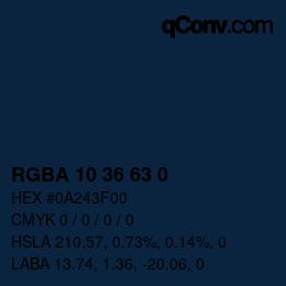 Color code: RGBA 10 36 63 0 | qconv.com