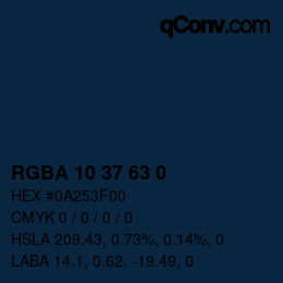 Color code: RGBA 10 37 63 0 | qconv.com