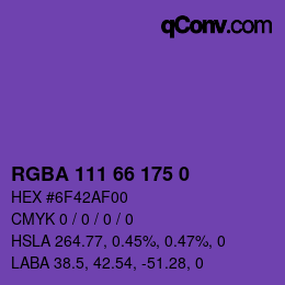 Farbcode: RGBA 111 66 175 0 | qconv.com