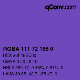 Farbcode: RGBA 111 72 188 0 | qconv.com