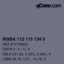 Color code: RGBA 112 115 134 0 | qconv.com