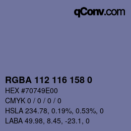 Color code: RGBA 112 116 158 0 | qconv.com