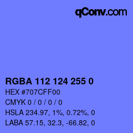 Color code: RGBA 112 124 255 0 | qconv.com