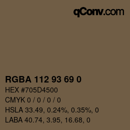 Color code: RGBA 112 93 69 0 | qconv.com