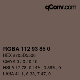 Color code: RGBA 112 93 85 0 | qconv.com