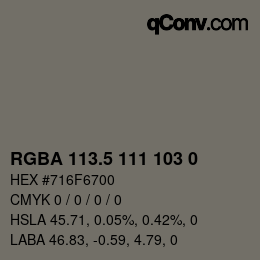 Código de color: RGBA 113.5 111 103 0 | qconv.com