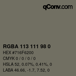 Color code: RGBA 113 111 98 0 | qconv.com