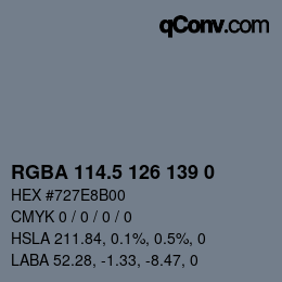 Color code: RGBA 114.5 126 139 0 | qconv.com