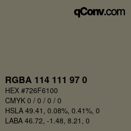 Color code: RGBA 114 111 97 0 | qconv.com