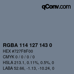 Color code: RGBA 114 127 143 0 | qconv.com