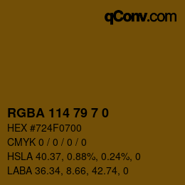 Farbcode: RGBA 114 79 7 0 | qconv.com