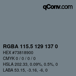 Farbcode: RGBA 115.5 129 137 0 | qconv.com