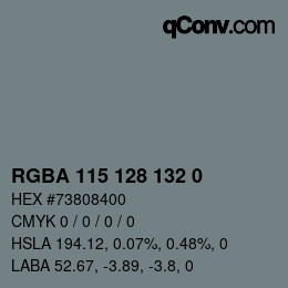 Farbcode: RGBA 115 128 132 0 | qconv.com