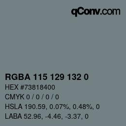 Color code: RGBA 115 129 132 0 | qconv.com