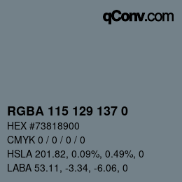 Color code: RGBA 115 129 137 0 | qconv.com