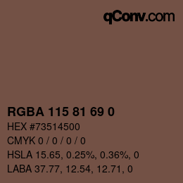 Farbcode: RGBA 115 81 69 0 | qconv.com