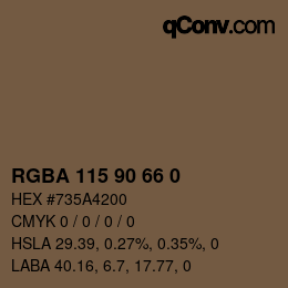 Color code: RGBA 115 90 66 0 | qconv.com