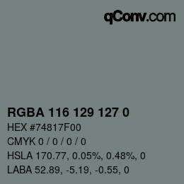 颜色代码: RGBA 116 129 127 0 | qconv.com