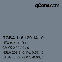 Color code: RGBA 116 129 141 0 | qconv.com