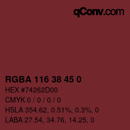 Farbcode: RGBA 116 38 45 0 | qconv.com