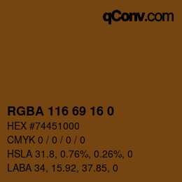 Farbcode: RGBA 116 69 16 0 | qconv.com