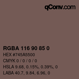 Code couleur: RGBA 116 90 85 0 | qconv.com