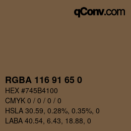 颜色代码: RGBA 116 91 65 0 | qconv.com