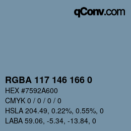 Color code: RGBA 117 146 166 0 | qconv.com