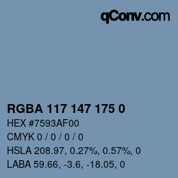 Color code: RGBA 117 147 175 0 | qconv.com