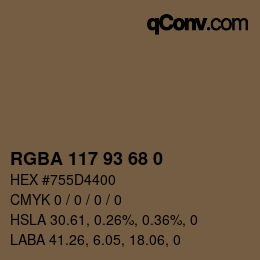 Color code: RGBA 117 93 68 0 | qconv.com