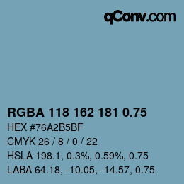 颜色代码: RGBA 118 162 181 0.75 | qconv.com