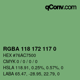 Farbcode: RGBA 118 172 117 0 | qconv.com
