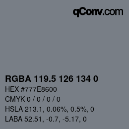 Color code: RGBA 119.5 126 134 0 | qconv.com