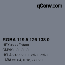 Farbcode: RGBA 119.5 126 138 0 | qconv.com