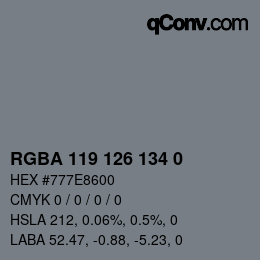 Color code: RGBA 119 126 134 0 | qconv.com