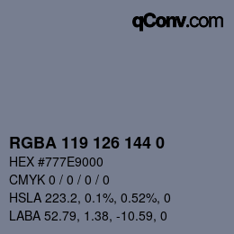 Color code: RGBA 119 126 144 0 | qconv.com