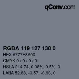 Color code: RGBA 119 127 138 0 | qconv.com