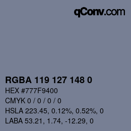 Color code: RGBA 119 127 148 0 | qconv.com