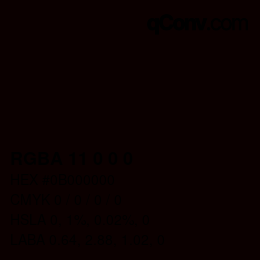 Color code: RGBA 11 0 0 0 | qconv.com