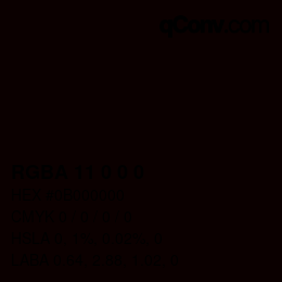 Color code: RGBA 11 0 0 0 | qconv.com