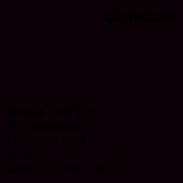 カラーコード: RGBA 11 0 5 0 | qconv.com